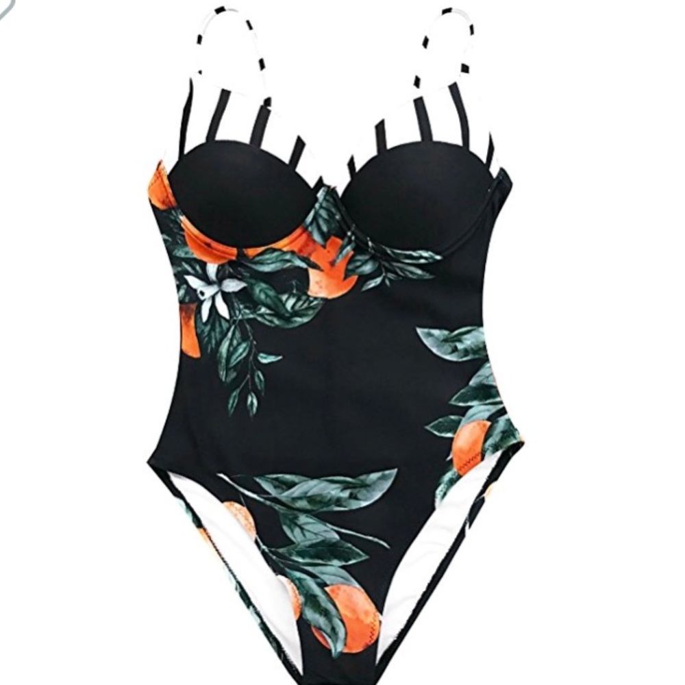 CupShe Black Floral One Piece